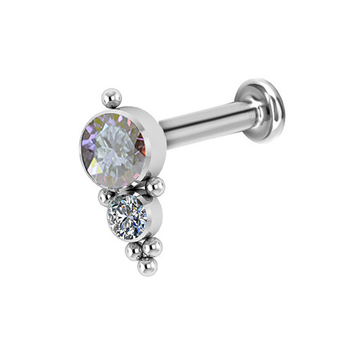 Tytanowy labret ozdobny - Premium Zirconia - kolorowy - TGW-071