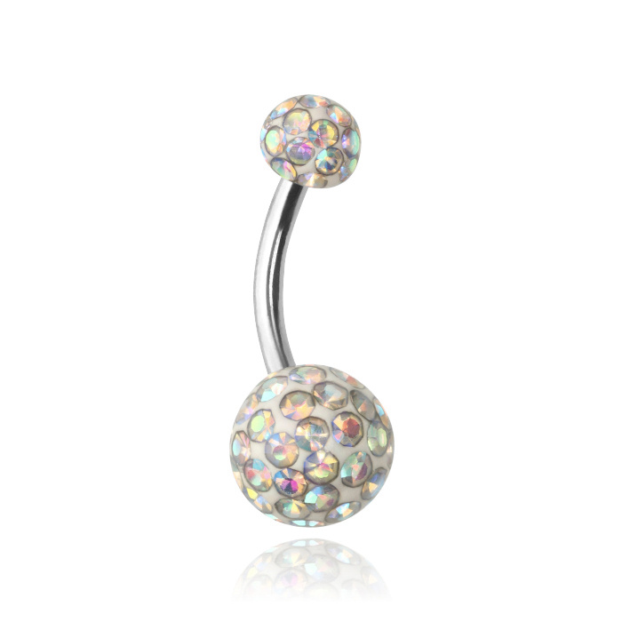 Belly button ring - AB  crystals - KP-002