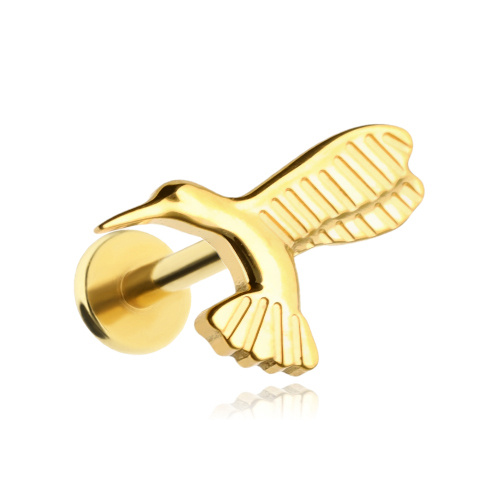 Titanium labret hummingbird-gold