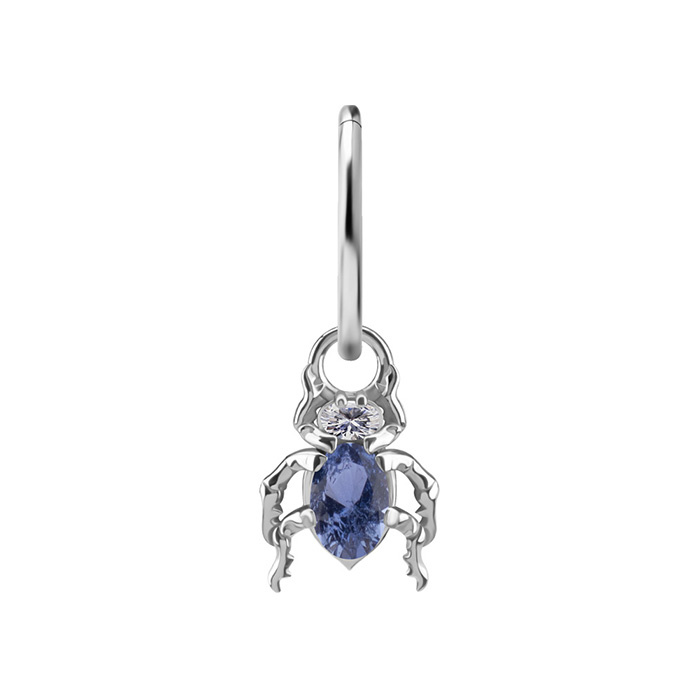 Charms - CoCr NF - beetle with navy blue nano gems - silver - D-085