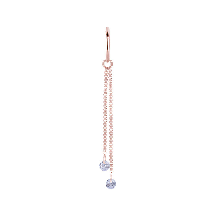 Charms chain with white cubic zirconias - rose gold - D-071