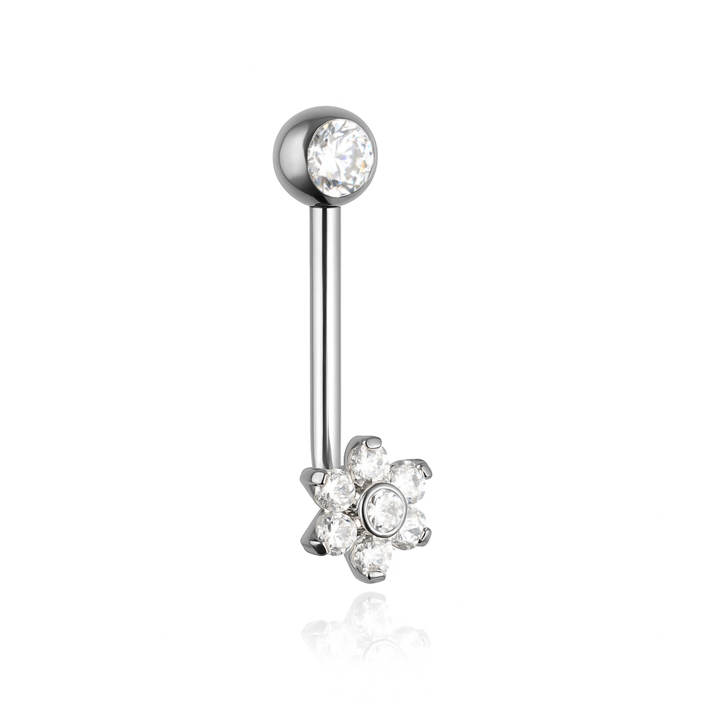 CHRISTINA L flower white zirconia intimate titanium earring - TI-002