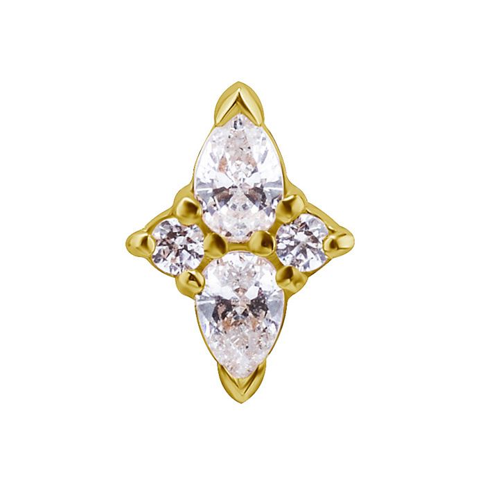 18K gold attachment for pins - white zirconia - GD18K-017