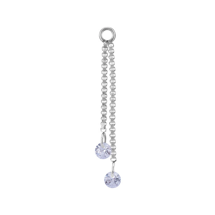 Charms chain with white zircons - silver - D-071