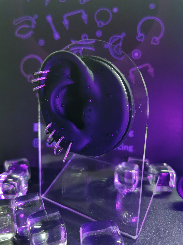 Kolczyk kółko clicker srebrny z białymi cyrkoniami - K-010