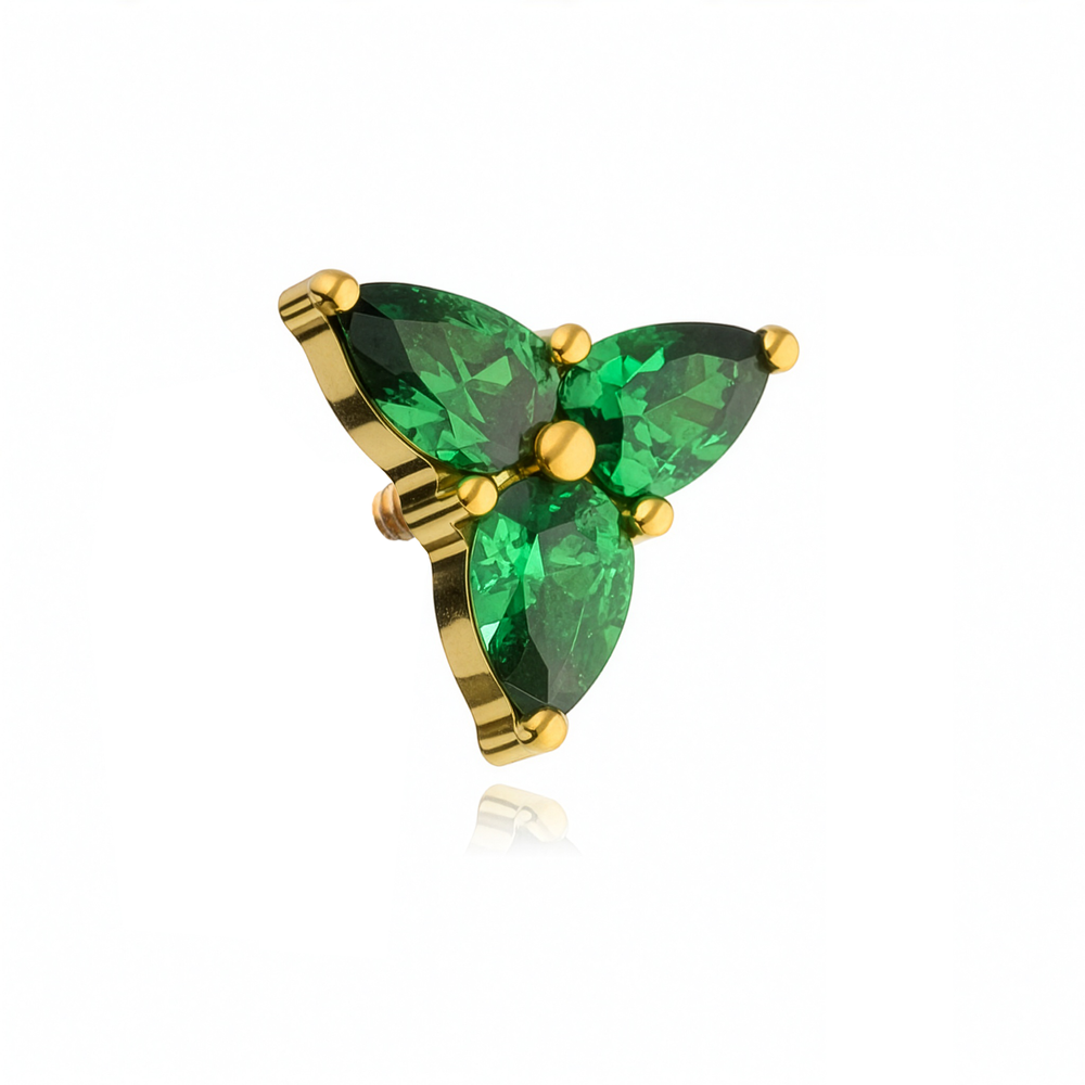 Titanium attachment with green zircons - gold - TNA-218