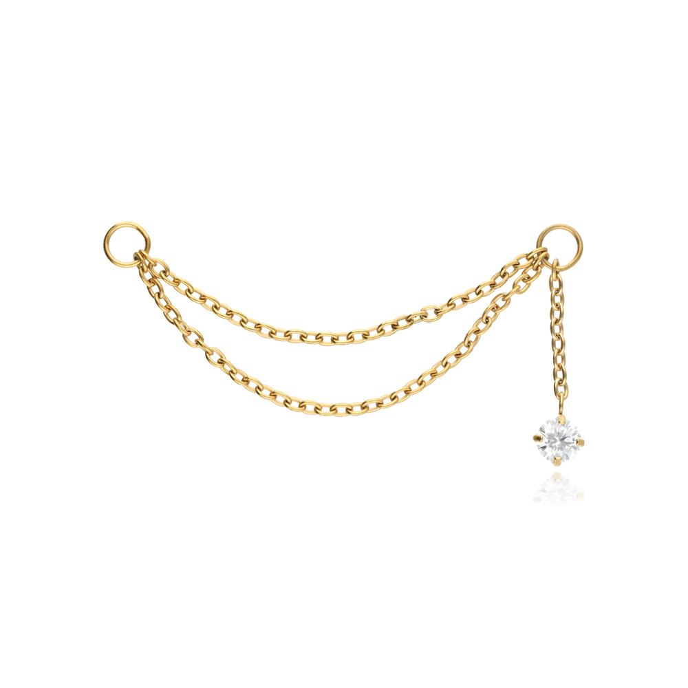 Titanium Chain with White Zirconia - silver - D-098