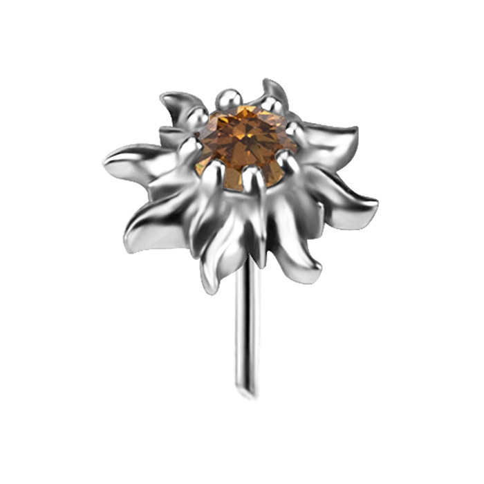 Attachment push in - sun with champagne zirconia - silver - PI-063
