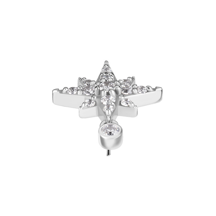 Attachment push in - star with white zircons - CoCr NF - silver - PI-023