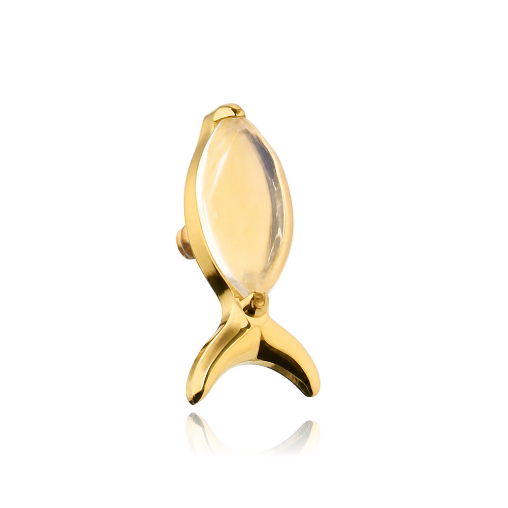 Titanium attachment fish - moonstone - gold - TNA-245