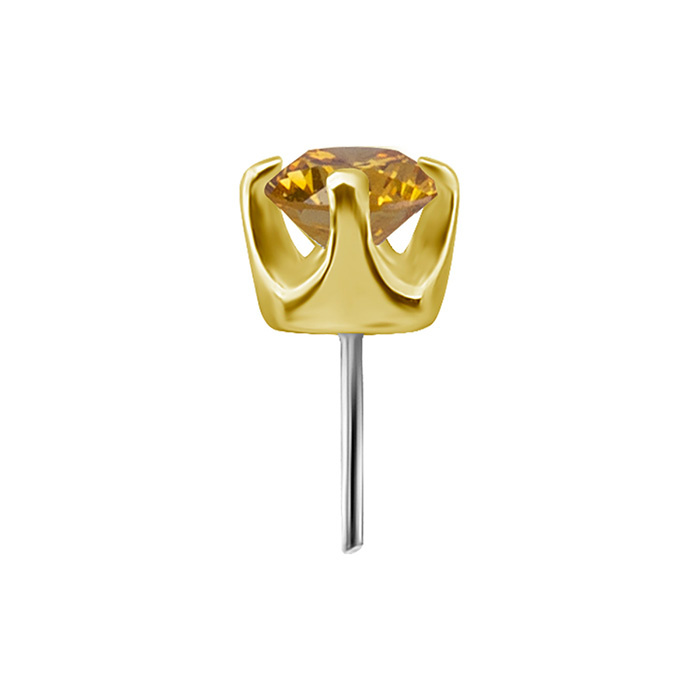 18K gold attachment for pins - white zirconia - GD18K-017