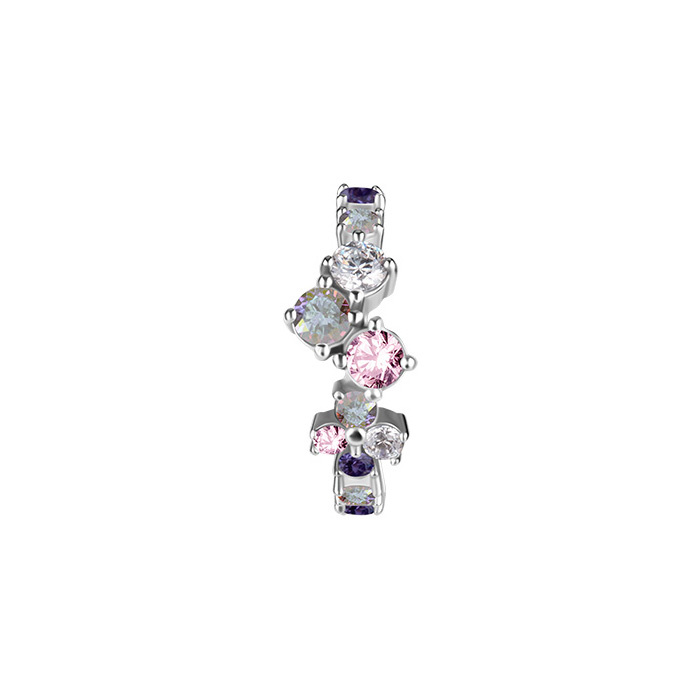 Piercing ring clicker with colored zircons - CoCr NF - sterling silver - K-066