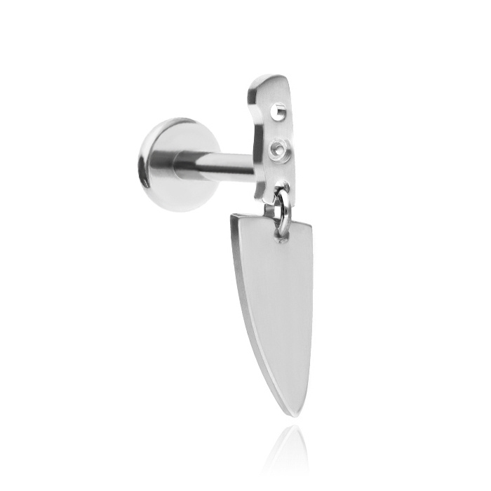 Titanium labret knife silver