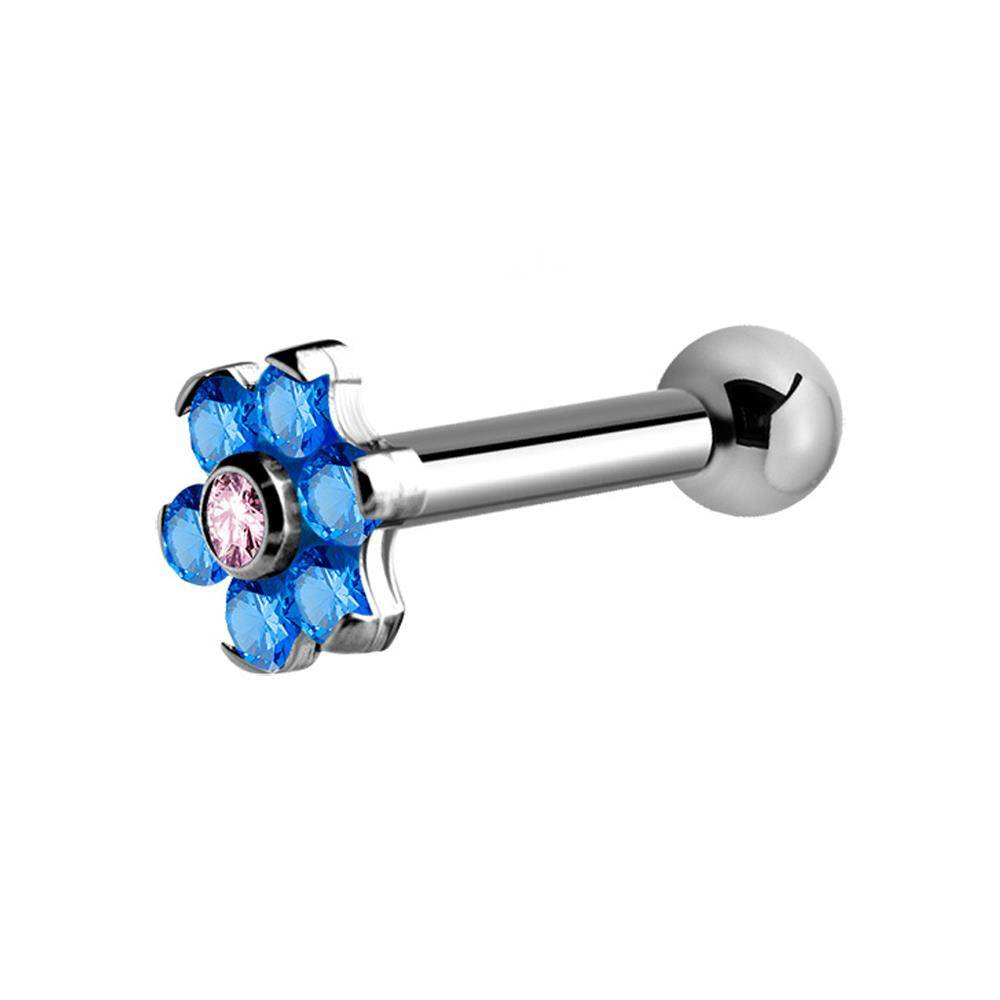 Titanium flower - Premium Zirconia - blue - TGW-008