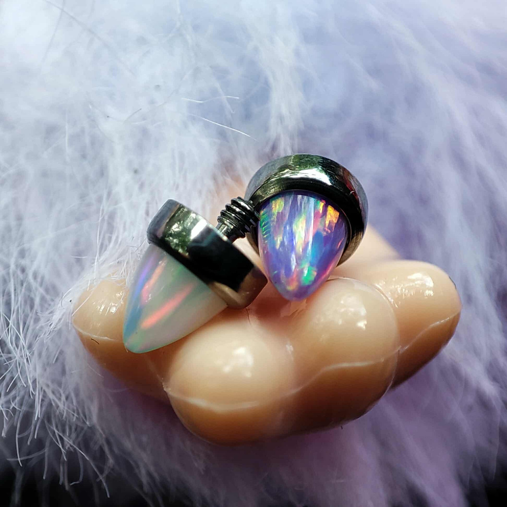 Tytanowa nakrętka stożek fioletowy opal - TNA-039