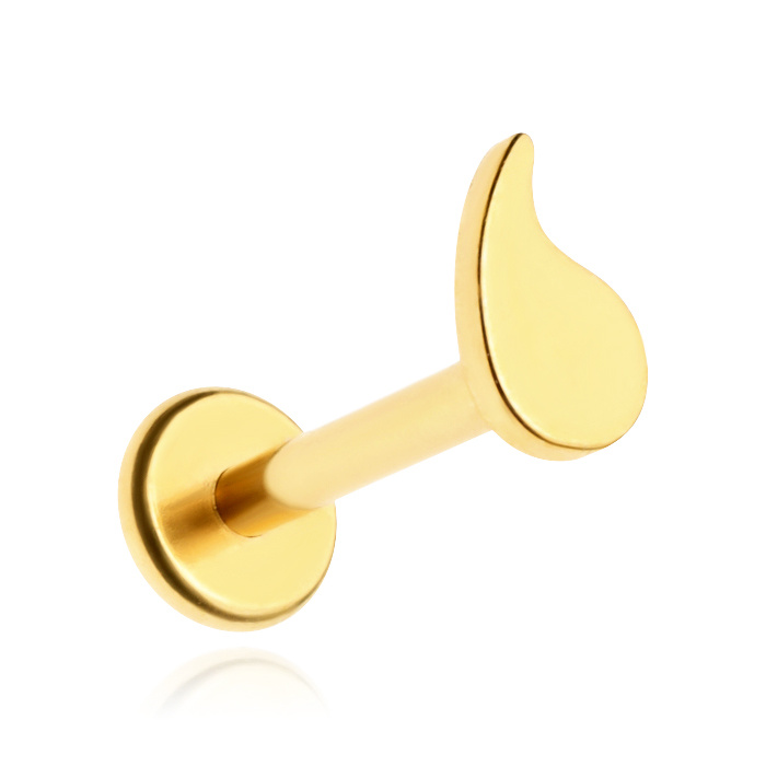 Titanium labret earring - drop - gold - TGW-038