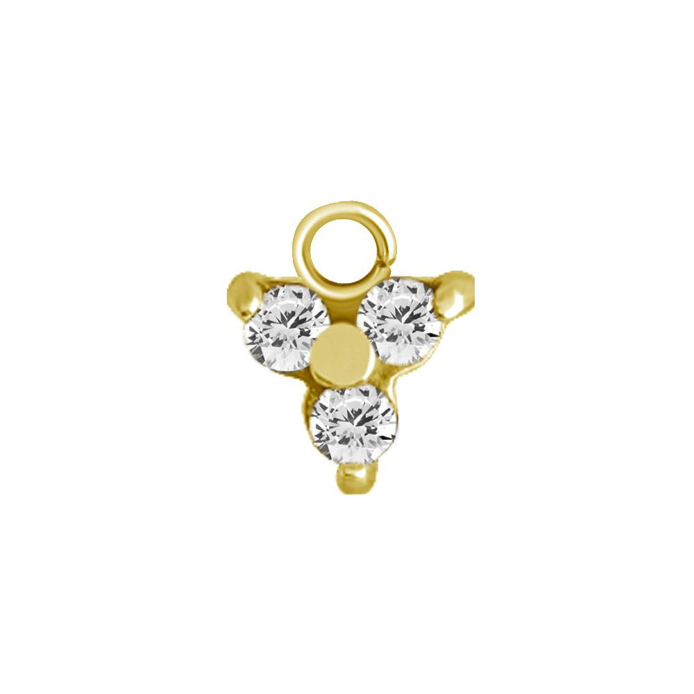 Charms - CoCr NF - triangle with white PREMIUM zircons - gold - D-006