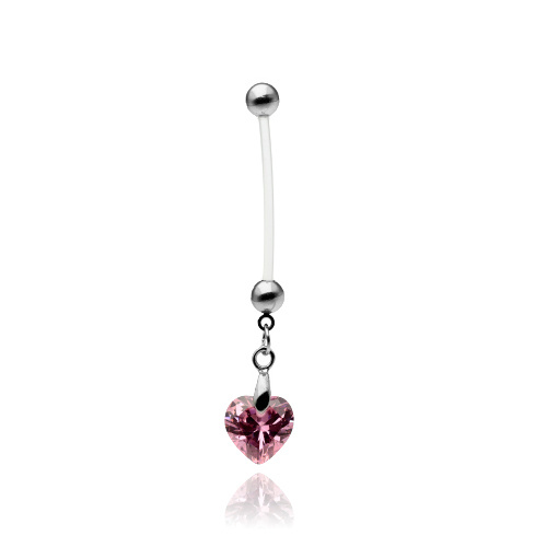 Pregnant women's Belly button ring pink heart - KP-046