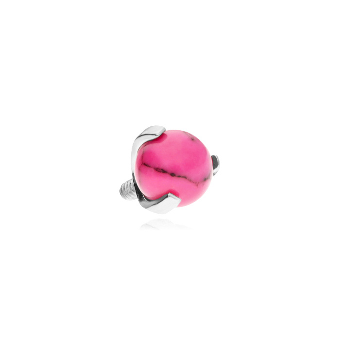 Titanium attachment - pink Howlite - silver - TNA-020