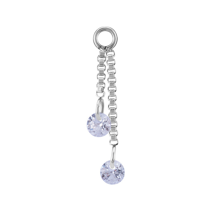 Charms chain with white zircons - silver - D-071