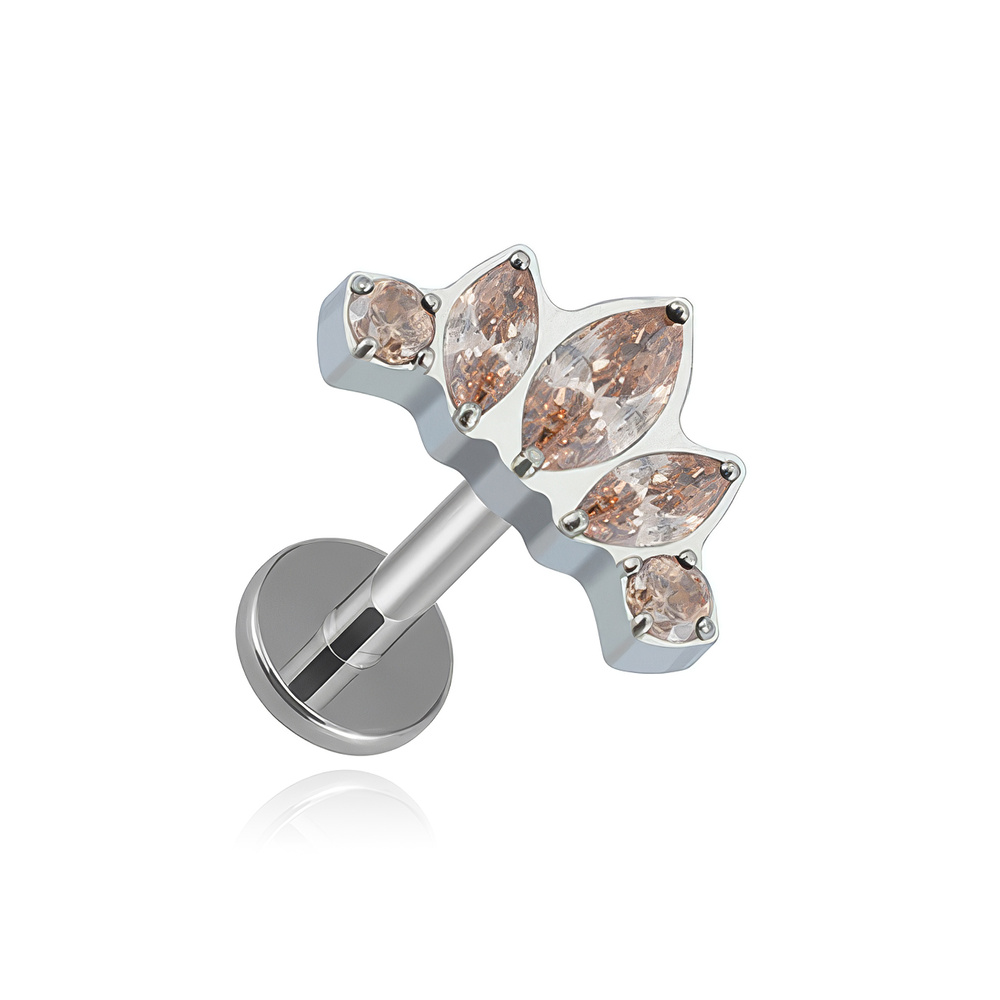 Titanium labret cluster silver with champagne zirconia