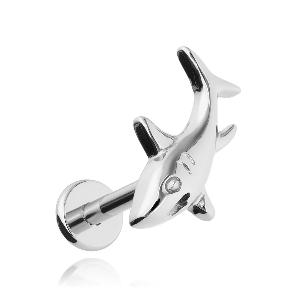 Titanium labret shark - silver 