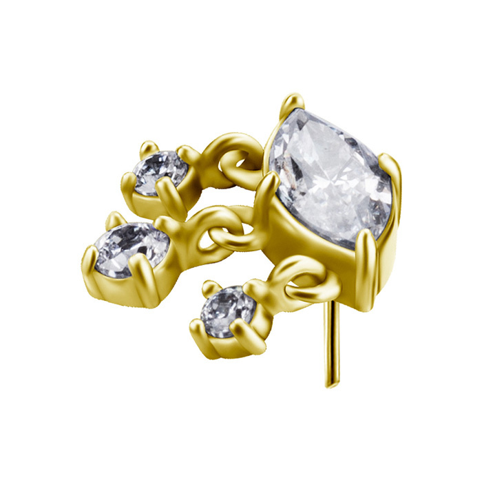 Nakrętka push in - z białymi cyrkoniami  - CoCr NF - złoty - PI-010