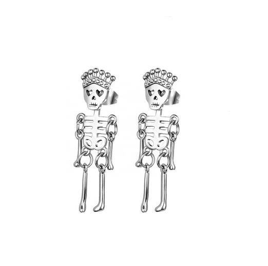 Earrings - silver charming skeletons - skulls - KU-005