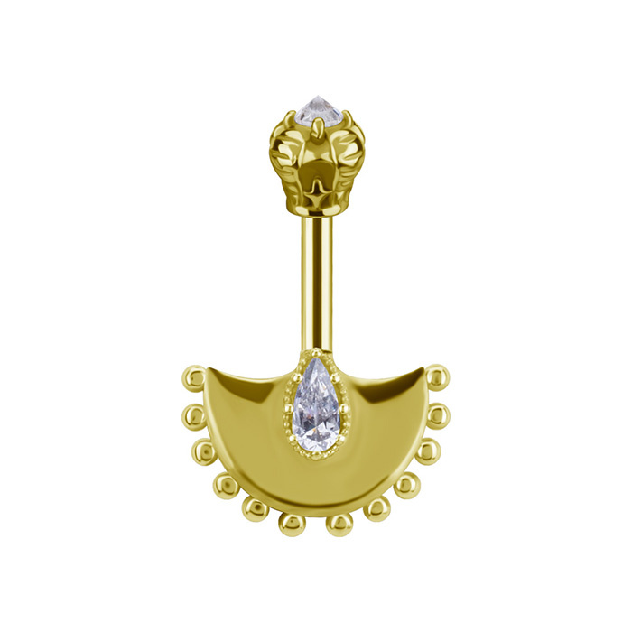 Vertical helix earring with white zirconia - CoCr NF - gold - LGW-055