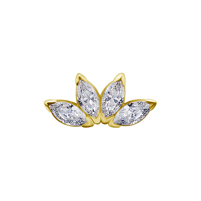 18K gold attachment for pins - white zirconia - GD18K-017