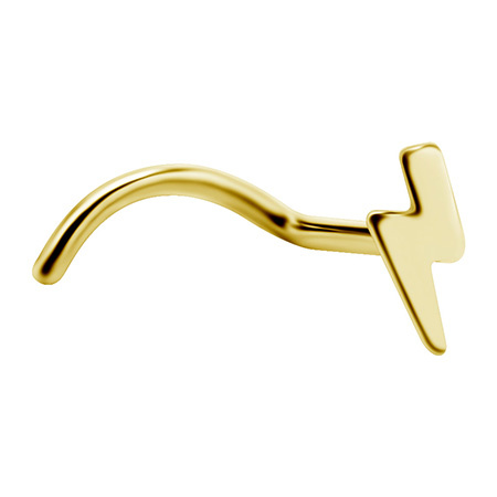 Titanium nose stud - gold lightning bolt - TN-015