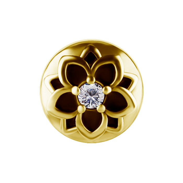 Attachment push in - flower with white zirconia - CoCr NF - gold - PI-020