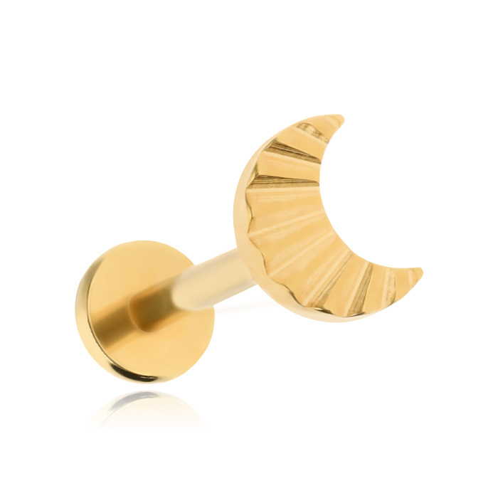 Titanium labret moon-gold