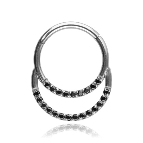 Titanium clicker    - black zircons - TK-046