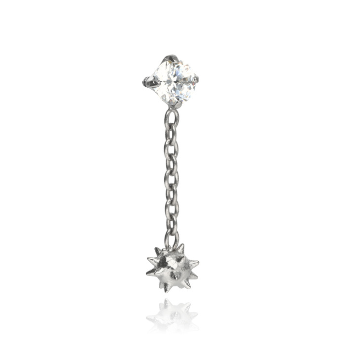Titanium attachment with white zirconia and cluster - silver - TNA-208
