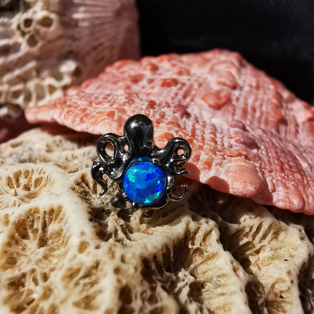 Titanium attachment octopus with opal OP05 - silver