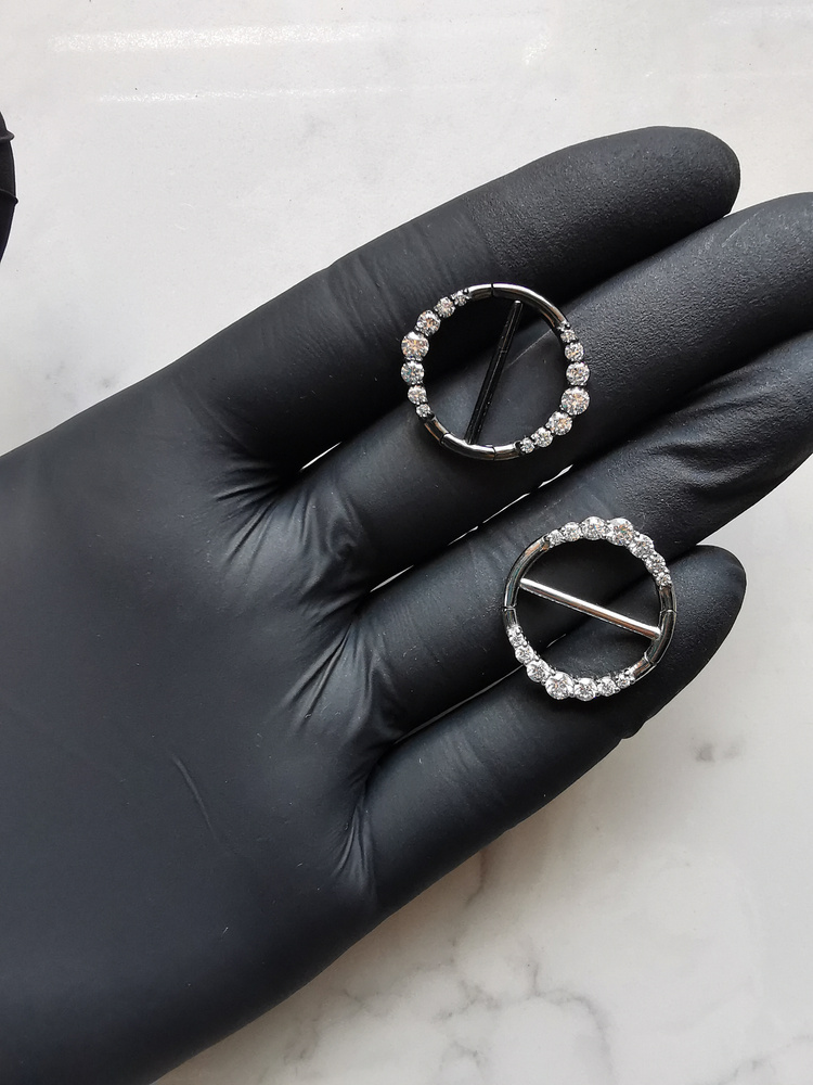 Kolczyk do sutka srebrny z białymi cyrkoniami - PREMIUM ZIRCON - S-012