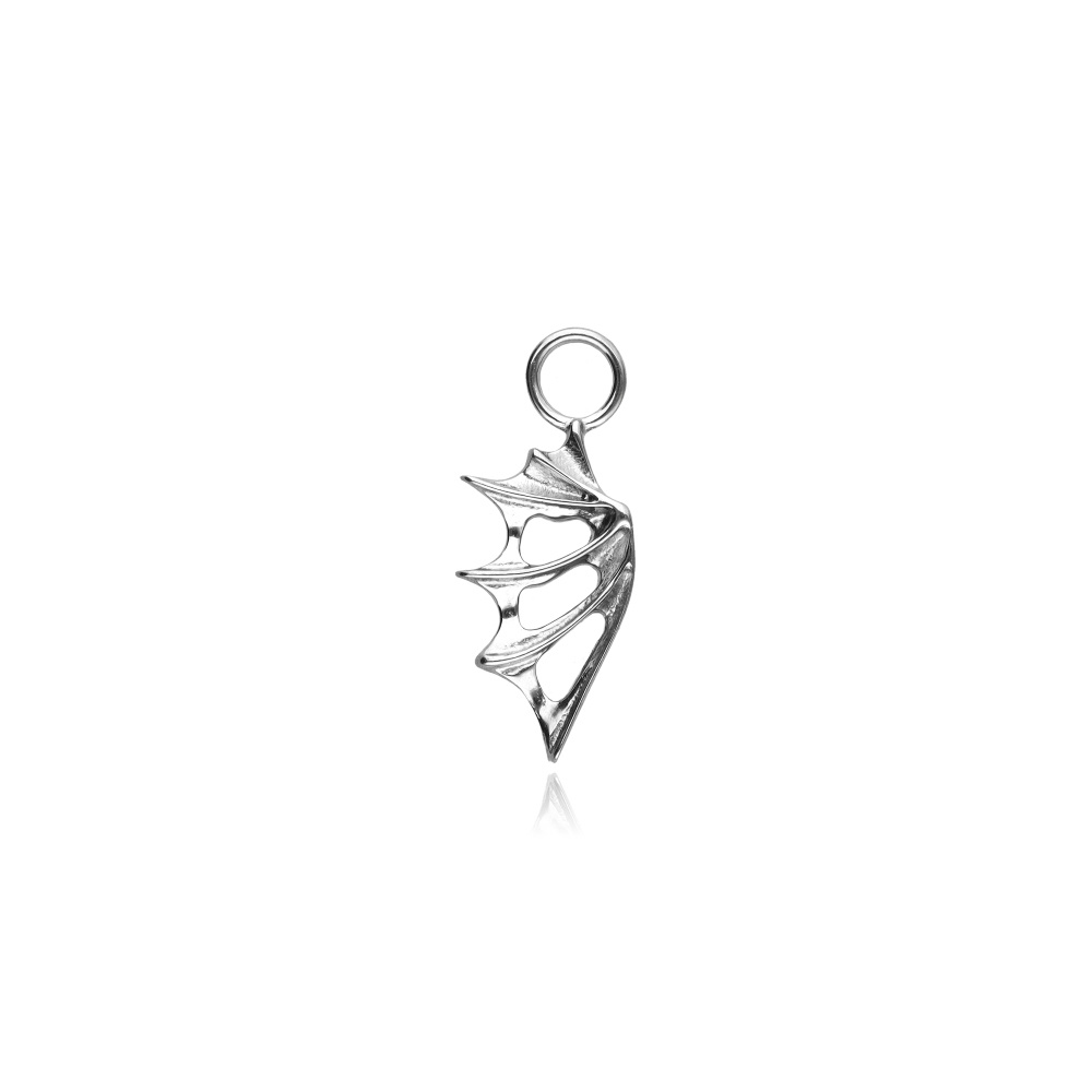 Titanium bat wing charm - silver - D-109