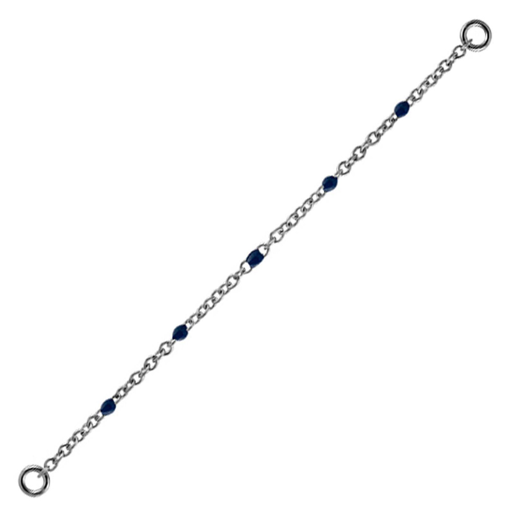 Chain - navy blue beads - silver - D-023