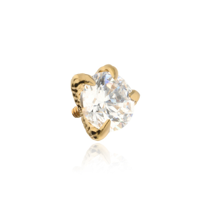 Tytanowa nakrętka biała cyrkonia w szponach smoka - złota - TNA-097