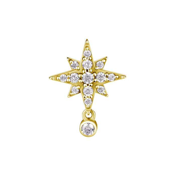 Attachment push in - star with white zircons - CoCr NF - gold - PI-023