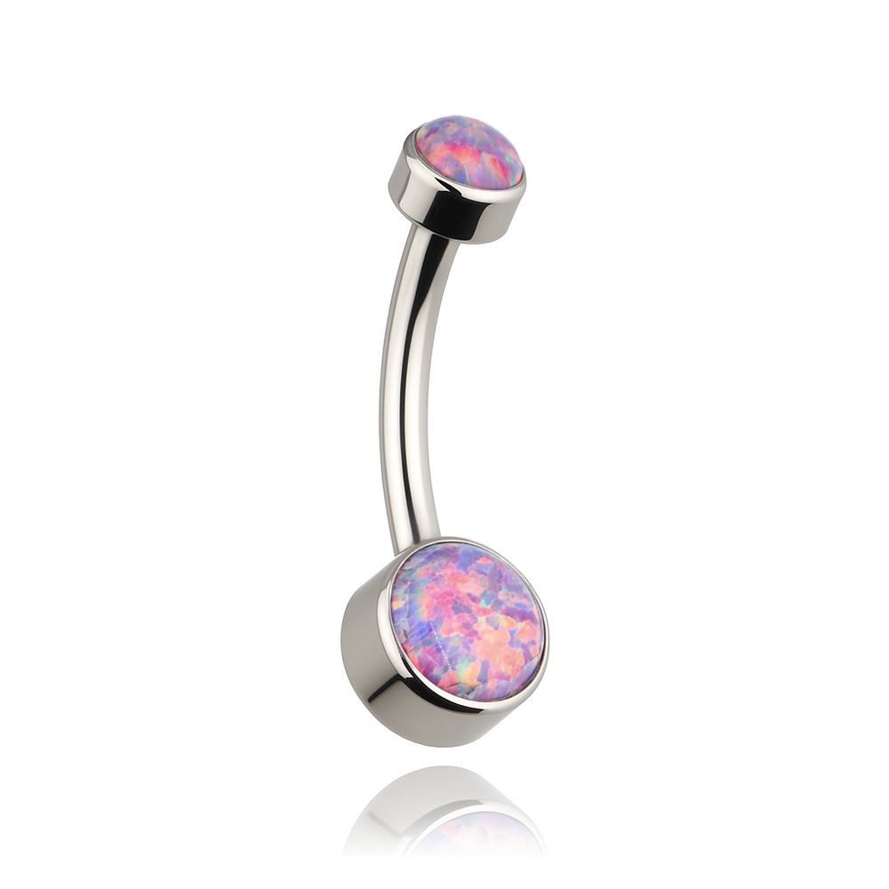 Titanium Belly button ring with purple opal - TPP-024