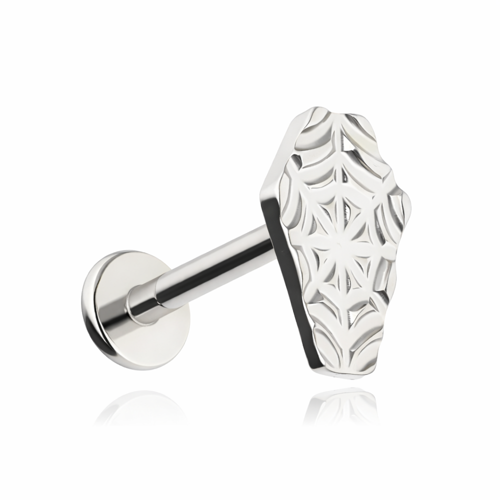 Titanium labret coffin - silver