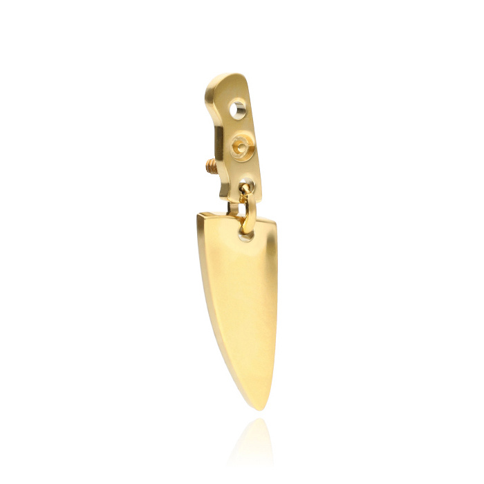 Titanium attachment dagger with white zircons - gold - TNA-026