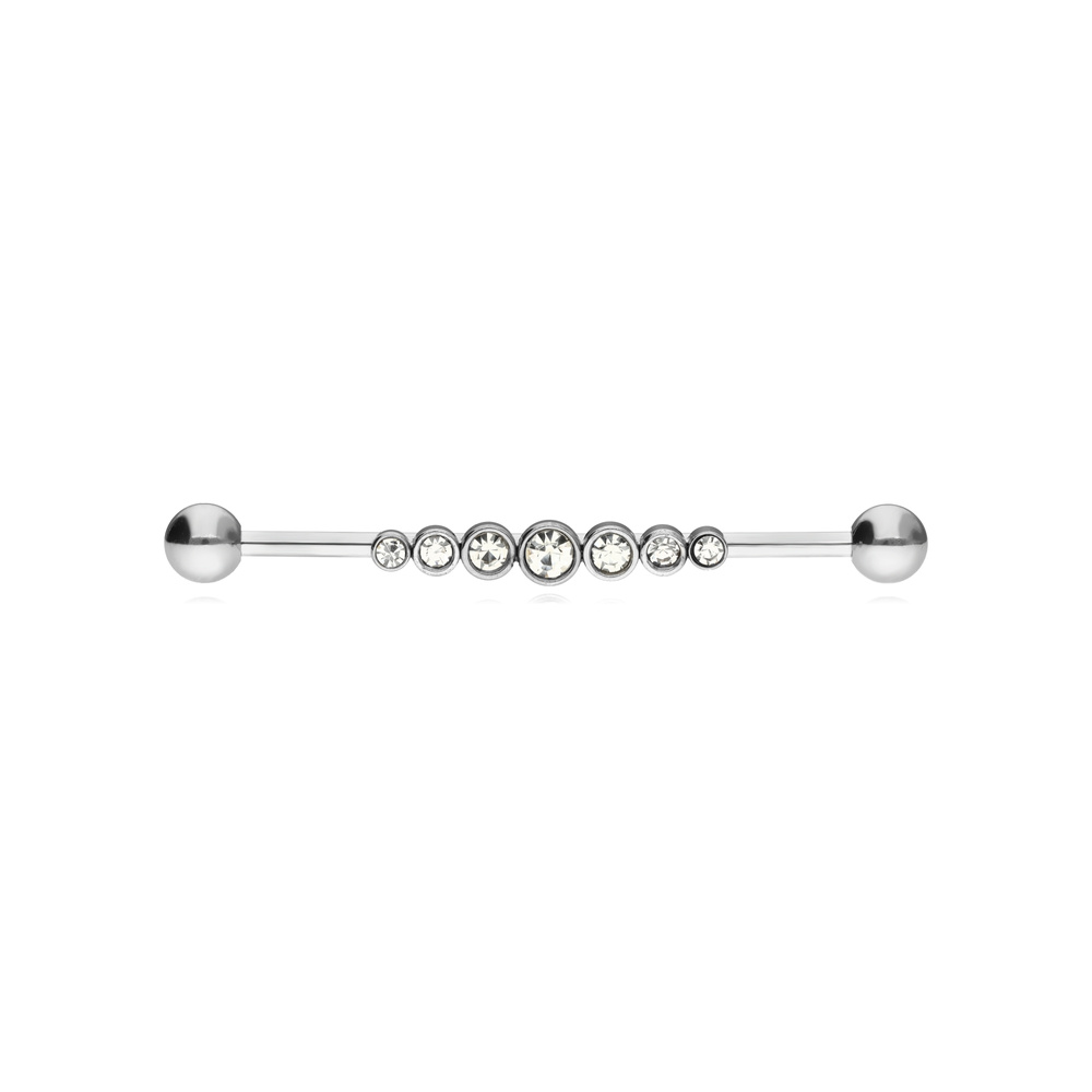 Industrial with white cubic zirconia - silver - IND-001