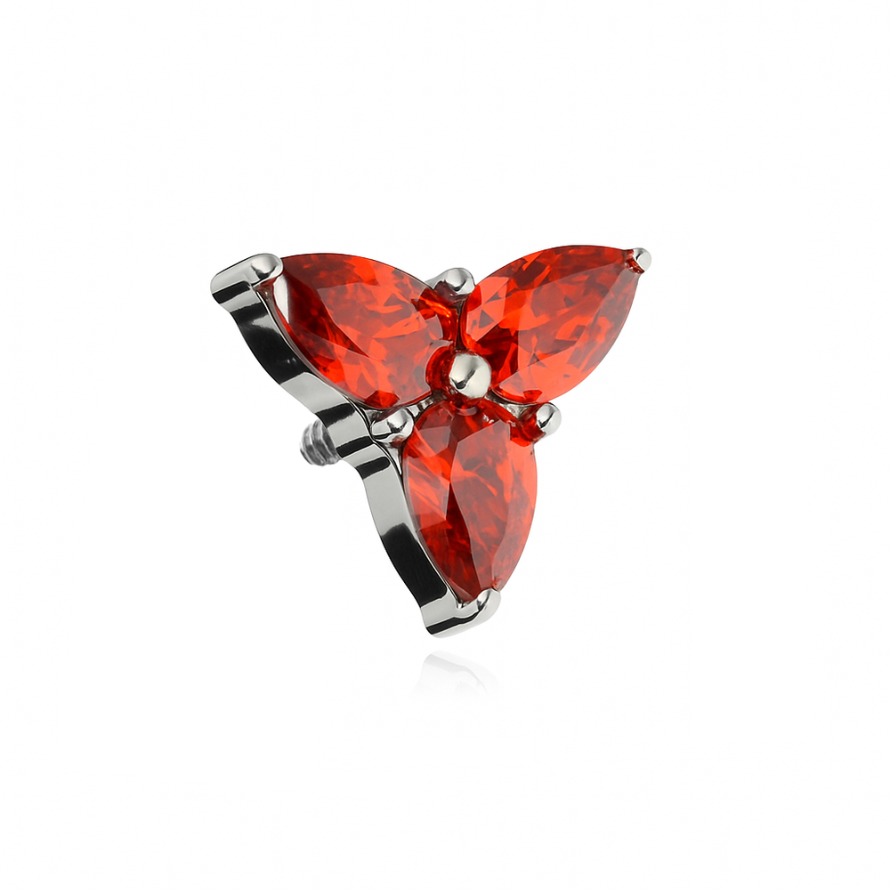 Titanium attachment with red zircons - silver - TNA-218