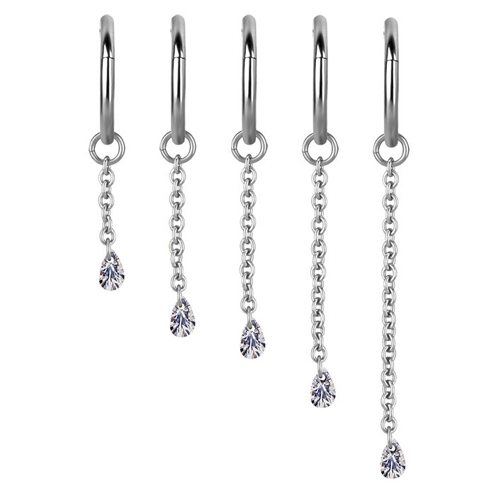 Charms chain with white zirconia - silver - D-074