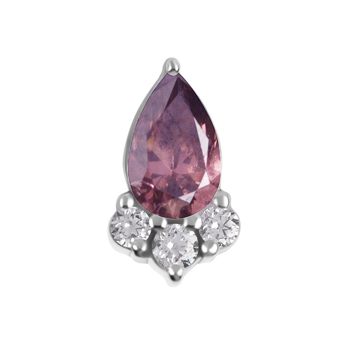 Attachment push in with pink and white cubic zirconia - CoCr NF - silver - PI-061