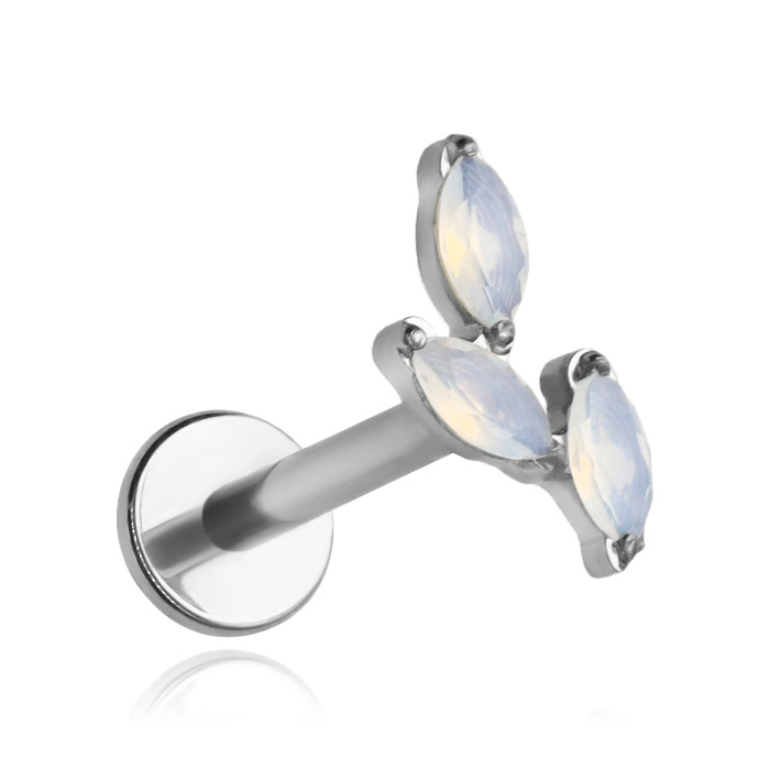 Titanium labret milky cubic zirconia - silver