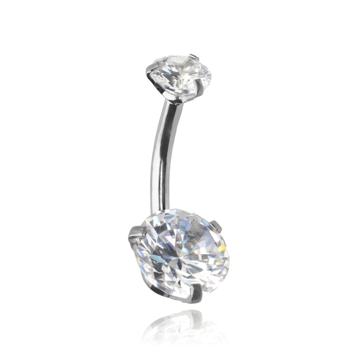 Silver crystal Belly button ring - KP-023